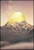 Montaña y sol oro real Póster